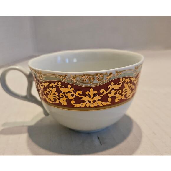 Teacup and Saucer Andrea by Sadek Winterthur porcelain Red Gold - Picture 2 of 9